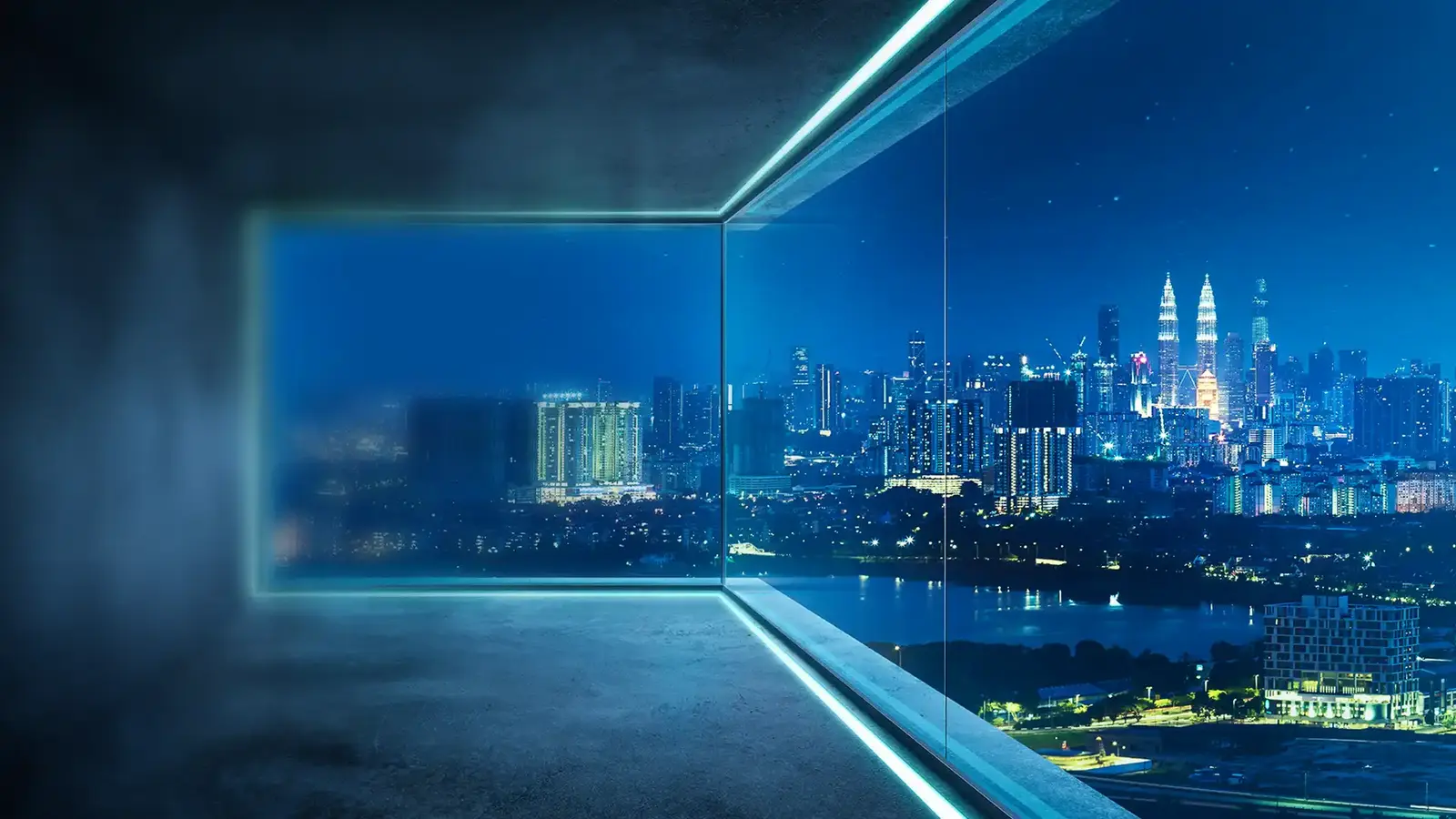 architectural glass coatings vonardenne Big city with many lights and glass facades from a distance